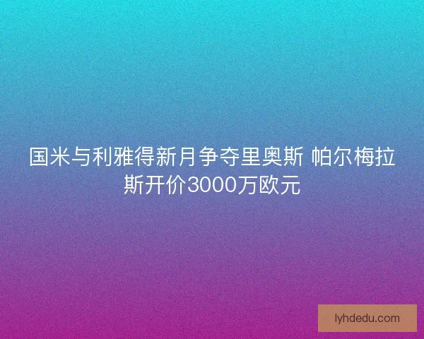 国米与利雅得新月争夺里奥斯 帕尔梅拉斯开价3000万欧元